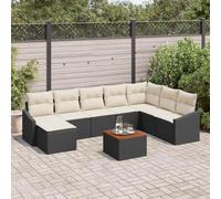 KKHOMEI Divanetto da Giardino in Rattan PE, Set da Giardino, Salottino da Estern, Divano Modulare per Giardino e Terrazza, Resistente ai Raggi UV, Nero e Crema 9 PCS Tipo 664
