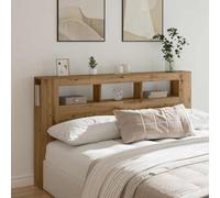 KKHOMEI Testiera Letto 180 x 103.5 cm, Letti con Comodini e Luci, Testiera con Contenitore, Testiera Letto con Libreria, Matrimoniale/Singolo,Type-2, Rovere Artigianale