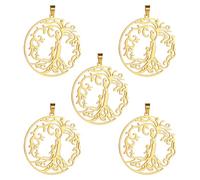 kkjoy 5Pcs Ciondoli di Albero della Vita Fai-da-te per la Creazione di Gioielli e l'Artigianato, Ciondolo in Acciaio Inox per Fare Orecchini Collana (Stile 1)