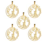 kkjoy 5Pcs Ciondoli di Albero della Vita Fai-da-te per la Creazione di Gioielli e l'Artigianato, Ciondolo in Acciaio Inox per Fare Orecchini Collana (Stile 2)