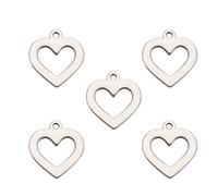 kkjoy 5Pcs Ciondoli di Cuore d'amore Fai-da-te in Acciaio Inox per la Creazione di Gioielli e l'Artigianato, per Fare Orecchini Collana Bracciale(Serie 2) (Stile 4)