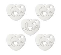 kkjoy 5Pcs Ciondoli di Cuore d'amore Fai-da-te in Acciaio Inox per la Creazione di Gioielli e l'Artigianato, per Fare Orecchini Collana Bracciale (Stile 9)