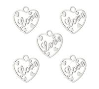 kkjoy 5Pcs Ciondoli di Cuore d'amore Fai-da-te in Acciaio Inox per la Creazione di Gioielli e l'Artigianato, per Fare Orecchini Collana Bracciale (Stile 7)