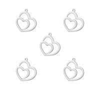 kkjoy 5Pcs Ciondoli di Cuore d'amore Fai-da-te in Acciaio Inox per la Creazione di Gioielli e l'Artigianato, per Fare Orecchini Collana Bracciale (Stile 2)