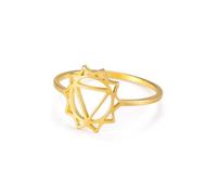 kkjoy Anello 7 Chakra in Acciaio Inossidabile Anello Yoga Energia Guaritrice Spirituale Gioielli da Meditazione per Donna(Chakra del Plesso Solare, Oro, Diametro 18 mm)