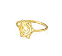 kkjoy Anello 7 Chakra in Acciaio Inossidabile Anello Yoga Energia Guaritrice Spirituale Gioielli da Meditazione per Donna(Chakra Sacrale, Oro, Diametro 17 mm)