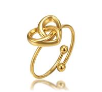 kkjoy Anello con Nodo Celtico a Forma di Cuore per Donna Uomo | Anello Regolabile con Nodo d’Amore Irlandese in Acciaio Inossidabile Gioiello Vintage dal Nodo Celtico Eterno