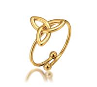 kkjoy Anello con Nodo della Trinità Celtico per Donna Uomo | Anello Regolabile con Triquetra Irlandese in Acciaio Inossidabile Gioiello Amuleto Protettivo com Nodo Celtico