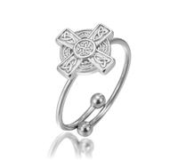 kkjoy Anello con Nodo della Trinità Croce Celtica per Donna Uomo | Anello Regolabile con Triquetra in Acciaio Inossidabile Gioiello Amuleto Protettivo Irlandese