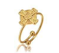 kkjoy Anello con Nodo della Trinità Croce Celtica per Donna Uomo | Anello Regolabile con Triquetra in Acciaio Inossidabile Gioiello Amuleto Protettivo Irlandese