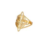 kkjoy Anello con Nodo delle Streghe in Acciaio Inox Nodo Magico Pagano Simbolo Wiccan Anello Amuleto di Stregoneria con Nodo Celtico a 4 Punte per Donne Ragazze