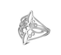 kkjoy Anello con Nodo delle Streghe in Acciaio Inox Nodo Magico Pagano Simbolo Wiccan Anello Amuleto di Stregoneria con Nodo Celtico a 4 Punte per Donne Ragazze
