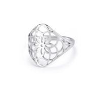 kkjoy Anello del Fiore della Vita in Acciaio Inox Anello del Seme della Vita Anello della Promessa Gioielli Regalo per le Donne Affascinante Signore