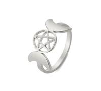 kkjoy Anello della Dea della Luna Tripla in Acciaio Inox Anello Promessa Pentagramma Fase Lunare Magia Wicca Gioielli Regalo Per Donne Ragazze