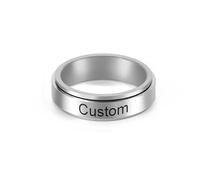 kkjoy Anello di Ansia Personalizzato di Filatura del Nome Anello di Promessa con Testo Personalizzato Stampato Anello di Coppia Famiglia Fidanzamento per Donne Uomini (Diametro 18mm, Argento)