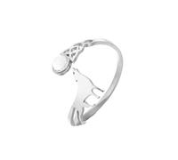 kkjoy Anello Lupo che Ulula alla Luna in Acciaio Inossidabile Anello Impilabile Regolabile Gioielli per Donna Uomo Amanti degli Animali(Argento)