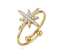 kkjoy Anello Stella Polare per Uomo Donna | Anello Regolabile con Stella Polare in Acciaio Inossidabile Gioiello di Guida Celeste di Stella a Otto Punte