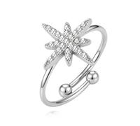 kkjoy Anello Stella Polare per Uomo Donna | Anello Regolabile con Stella Polare in Acciaio Inossidabile Gioiello di Guida Celeste di Stella a Otto Punte