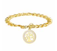 kkjoy Bracciale Albero della Vita Esagramma in Cristallo in Acciaio Inossidabile Ciondolo Albero Genealogico Gioielli Spirituali Ispirati alla Natura per Donne e Uomini(Oro)