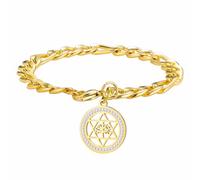kkjoy Bracciale Albero della Vita Esagramma Stella di David in Cristallo in Acciaio Inossidabile Ciondolo Albero Genealogico Gioielli Spirituali Ispirati alla Natura per Donne e Uomini(Oro)