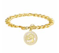 kkjoy Bracciale Albero della Vita in Acciaio Inossidabile Ciondolo Albero Genealogico in Cristallo Gioielli Spirituali Ispirati alla Natura per Uomini Donne(Oro)