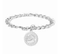 kkjoy Bracciale Albero della Vita in Acciaio Inossidabile Ciondolo Albero Genealogico in Cristallo Gioielli Spirituali Ispirati alla Natura per Uomini Donne(Argento)