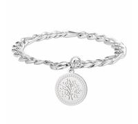 kkjoy Bracciale Albero della Vita in Cristallo Ciondolo Albero Genealogico in Acciaio Inossidabile Gioielli Spirituali Ispirati alla Natura per Donne e Uomini(Argento)