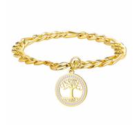 kkjoy Bracciale Albero della Vita in Cristallo Ciondolo Albero Genealogico in Acciaio Inossidabile Gioielli Spirituali Ispirati alla Natura per Uomini Donne(Oro)