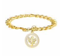 kkjoy Bracciale Albero della Vita in Cristallo Ciondolo Albero Genealogico in Acciaio Inossidabile Gioielli Spirituali Ispirati alla Natura per Donne Uomini(Oro)
