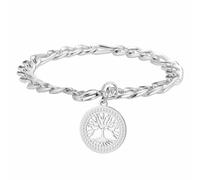 kkjoy Bracciale Albero della Vita in Cristallo in Acciaio Inossidabile Ciondolo Albero Genealogico Gioielli Spirituali Ispirati alla Natura per Uomini Donne(Argento)