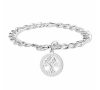 kkjoy Bracciale Albero della Vita in Cristallo in Acciaio Inossidabile Ciondolo Albero Genealogico Gioielli Spirituali Ispirati alla Natura per Donne e Uomini(Argento)