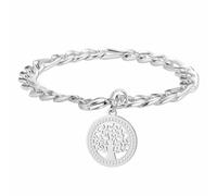 kkjoy Bracciale Albero della Vita in Cristallo in Acciaio Inossidabile Ciondolo Albero Genealogico Gioielli Spirituali Ispirati alla Natura per Uomin e iDonne(Argento)