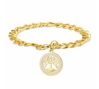 kkjoy Bracciale Albero della Vita in Cristallo in Acciaio Inossidabile Ciondolo Albero Genealogico Gioielli Spirituali Ispirati alla Natura per Uomini Donne(Oro)