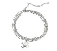 kkjoy Bracciale con Fiore del Nascita in Acciaio Inossidabile Ciondolo con Fiore del Compleanno Gioielli per Donne Affascinanti Signore(02-Feb-Viola-2)