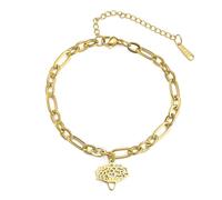 kkjoy Bracciale con Fiore del Nascita in Acciaio Inossidabile Placcato Oro Ciondolo con Fiore del Compleanno Gioielli per Donne Affascinanti Signore(01-Gen-Carnazione-1)