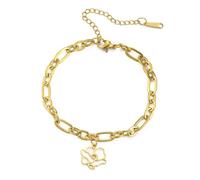 kkjoy Bracciale con Fiore del Nascita in Acciaio Inossidabile Placcato Oro Ciondolo con Fiore del Compleanno Gioielli per Donne Affascinanti Signore(08-Ago-Poppy-1)