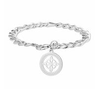 kkjoy Bracciale con Nodo delle Streghe in Acciaio Inossidabile Ciondolo con Simbolo Magico Celtico Wiccan Amuleto di Stregoneria in Cristallo Gioielli per Donna Uomo(Argento)