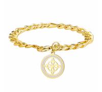 kkjoy Bracciale con Nodo delle Streghe in Acciaio Inossidabile Ciondolo con Simbolo Magico Celtico Wiccan Amuleto di Stregoneria in Cristallo Gioielli per Donna Uomo(Oro)