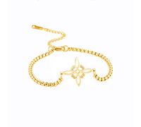 kkjoy Bracciale con Nodo Strega in Acciaio Inox 4 Punte Nodo Celtico Stregoneria Regolabile Bracciale per Donne Ragazze