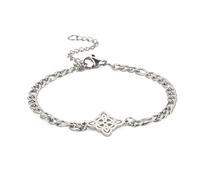 kkjoy Bracciale con Nodo Strega in Acciaio Inox 4 Punte Nodo Celtico Stregoneria Regolabile Bracciale per Donne Ragazze