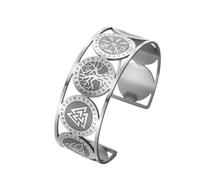 kkjoy Bracciale con Vegvisir Albero della Vita Valknut Triquetra e 24 Rune