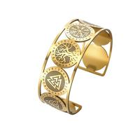 kkjoy Bracciale con Vegvisir Albero della Vita Valknut Triquetra e 24 Rune