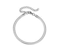 kkjoy Bracciale piatta a serpente in acciaio inox con catena a serpente da 2/3/4/5 mm, per donne e ragazze, 6.69/7.48 pollici, placcato oro/acciaio inossidabile