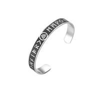 kkjoy Bracciale Vichinga Nordiche con Valknut 24 Rune per Uomo Donna | Amuleto Protettivo con Nodo del Guerriero di Odino in Acciaio Inossidabile per Amanti dei Vichinghi