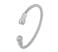 kkjoy Bracciale Vichingo Uomo Acciaio Inox, Braccialetto del Polsino Regolabile, Portafortuna Regalo Laurea Uomo(Argento)