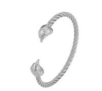 kkjoy Bracciale Vichingo Uomo Acciaio Inox con testa di Aquila, Braccialetto del Polsino Regolabile, Portafortuna Regalo Laurea Uomo(Argento)