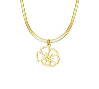 kkjoy Collana con Fiore del Nascita in Acciaio Inossidabile Pendente con Fiore del Compleanno Gioielli per Donne Affascinanti(02-Feb-Viola-2, Oro)
