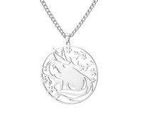kkjoy Collana di Volpe in Acciaio Inox Ciondolo Animale Volpi Gioielli per Uomini Donne Amanti degli Animali (Argento)