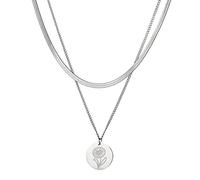 kkjoy Collana Fiore del Compleanno in Acciaio Inossidabile Pendente con Fiore del Nascita Gioielli per Donne Affascinanti(04-Apr-Margherita, Argento)