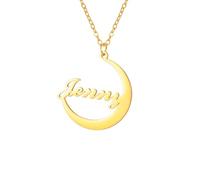 kkjoy Collana Luna con Nome Personalizzato in Acciaio Inox Collana Lettera Personalizzata per le donne Amici Coppia Membri della Famiglia (Oro)